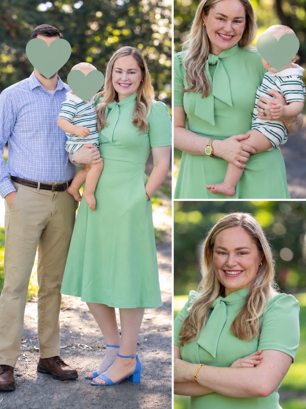 Maggy London Light Green Tie-Neck A-Line Kids Dress